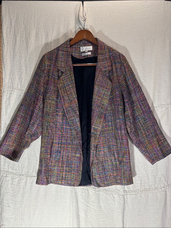 Earl Rutenberg USA Jackets & Blazers - Vintage Earl Rutenberg 100% Handwoven Silk Tweed Blazer Jacket Medium EUC